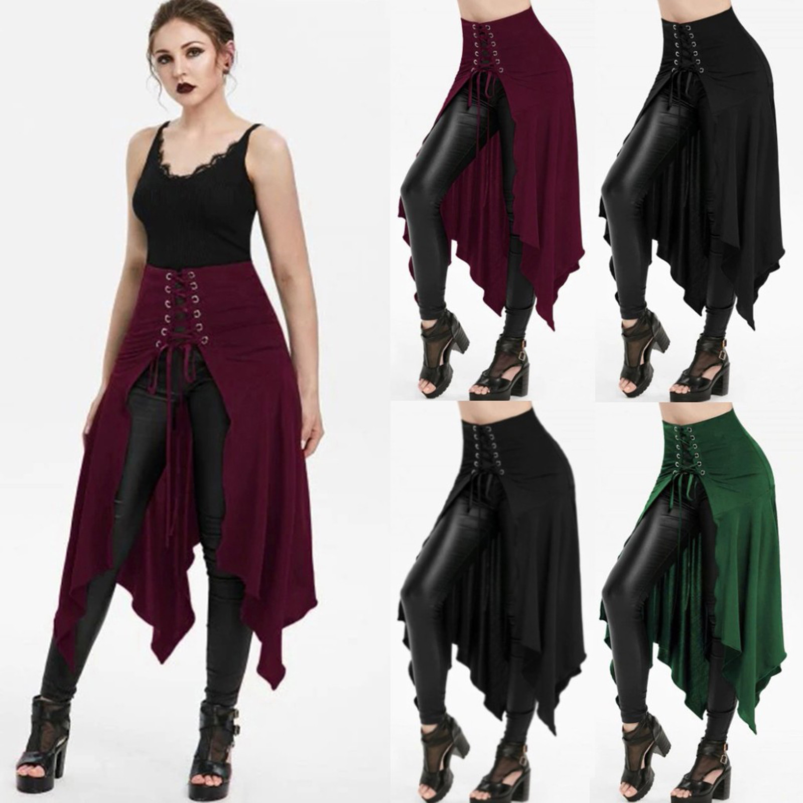 Saia gótica preta medieval vin - Vintage Fashion Dresses avaliação e preço